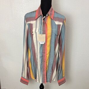 911 NWT  outdoor CasualsMulticolor Striped Shirt. SzL